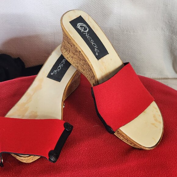 Onesole Seven Set Interchangeable Strap Cork Slide Wedge Slip On Sandals Size 7 - Picture 15 of 16